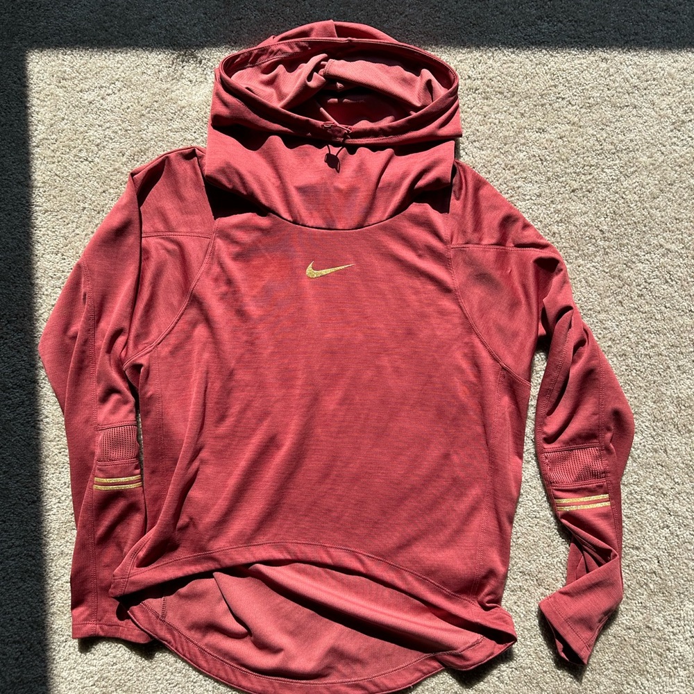 Nike Maroon Hoodie with Gold Details
